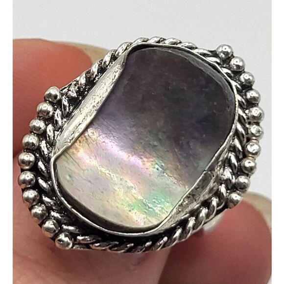 Bohemian Inverted Abalone Shell sz 7 Ring - Picture 2 of 5